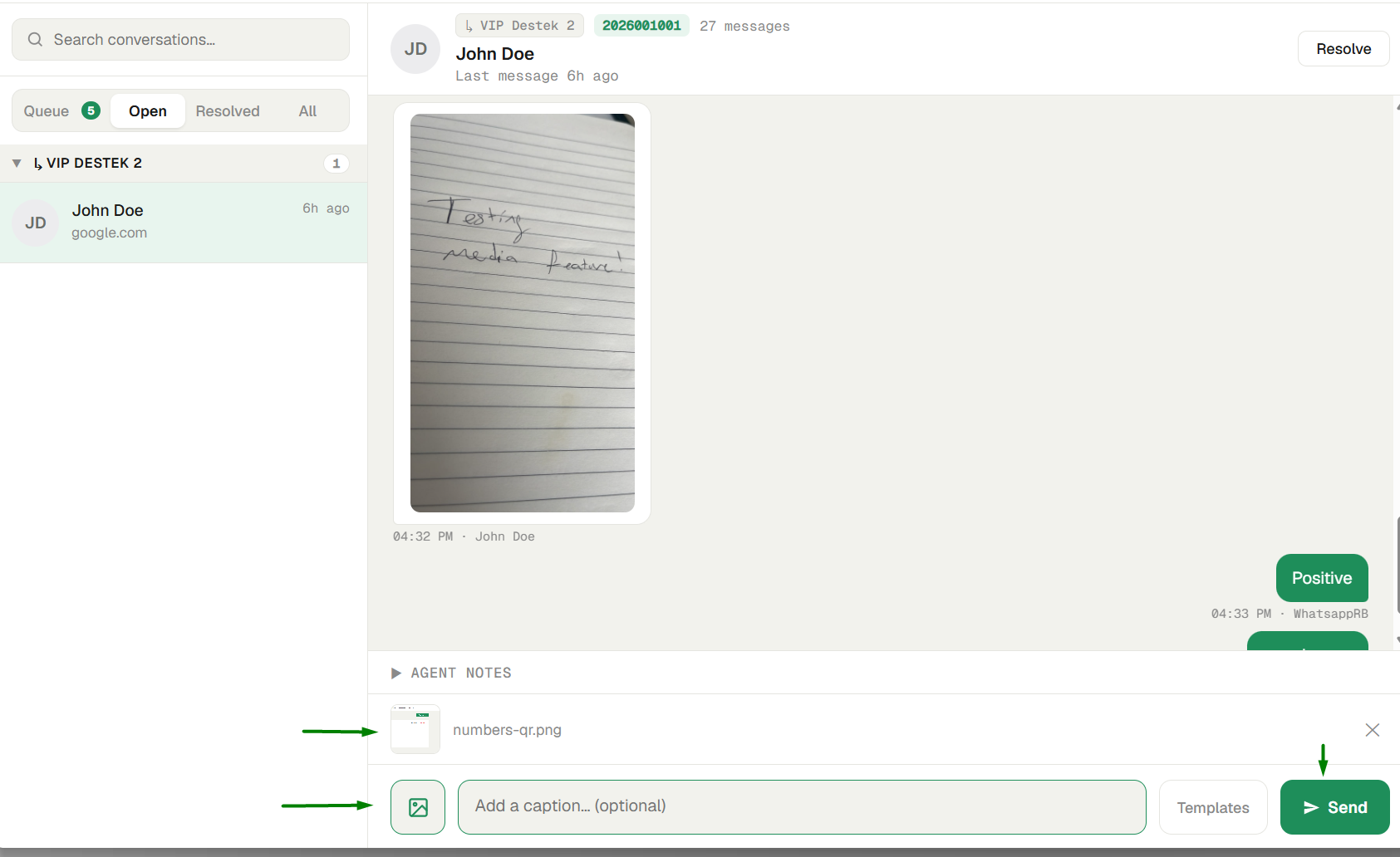 Reply box with an attached image preview