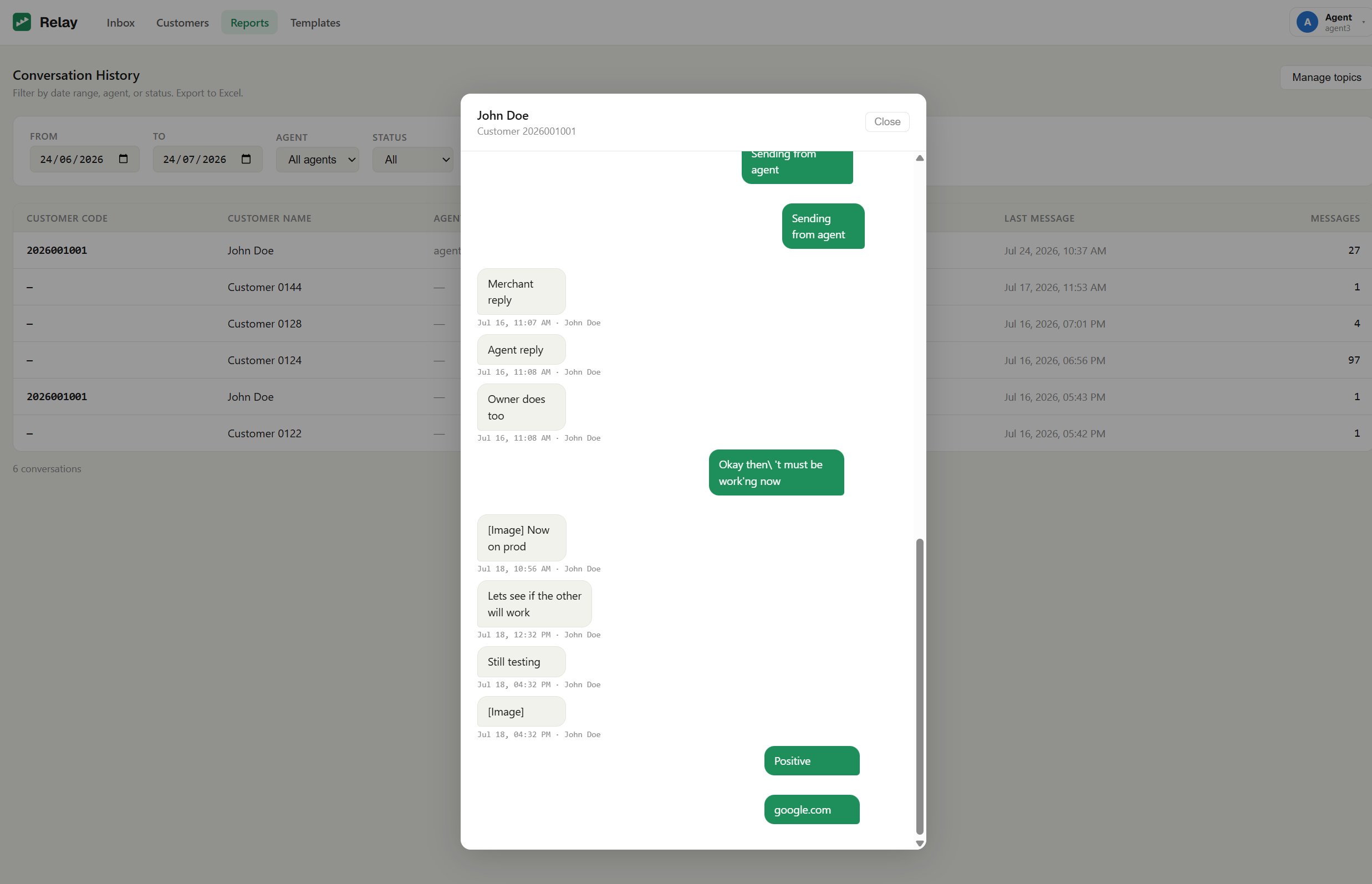 Conversation Transcript view